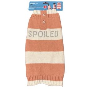 Vibrant Life Dog Sweater “Spoiled” With Stripes Size Small
